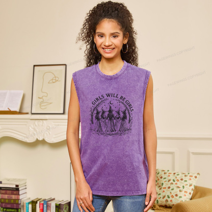 Pagewings Girls Will Be Girls Unisex Washed Tank Top