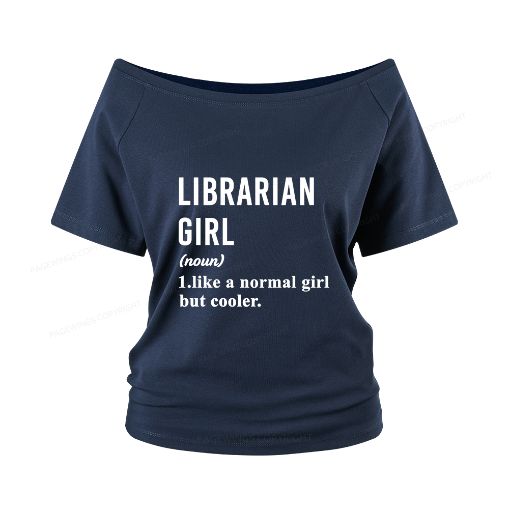 Pagewings Librarian Girl Women Off Shoulder T-shirts