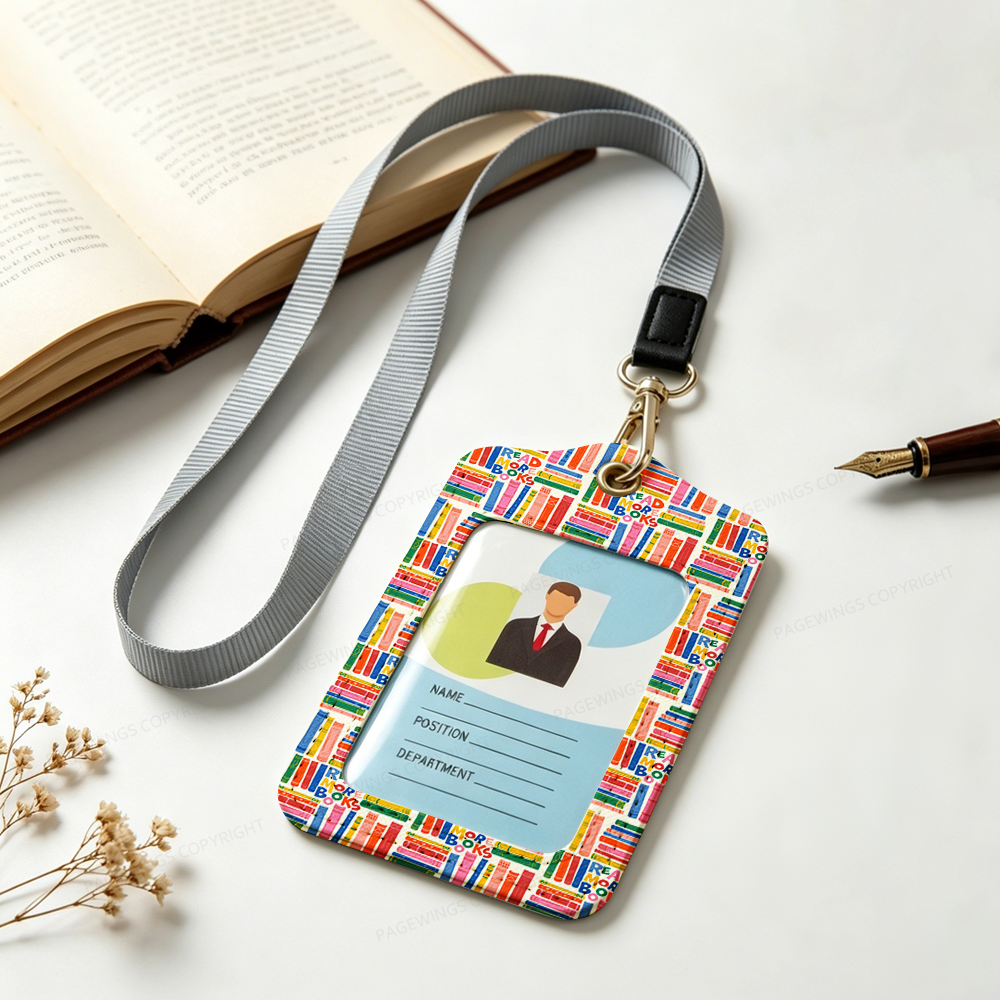 Pagewings Read More Books Leather Badge Holder  