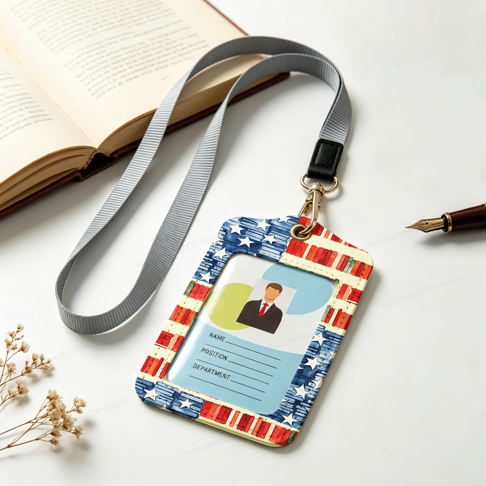 Pagewings Patriotic Nerd Leather Badge Holder  