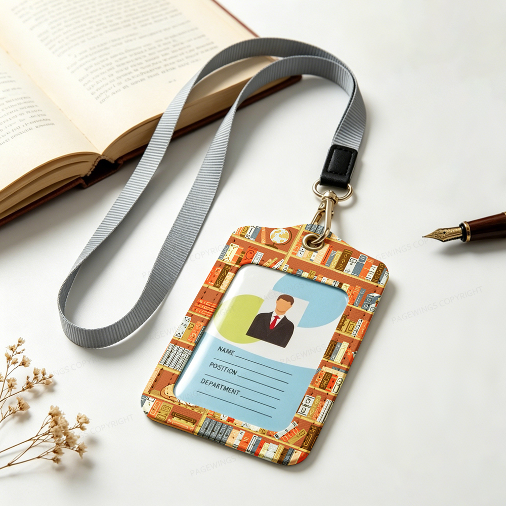 Pagewings Read More Books Leather Badge Holder  