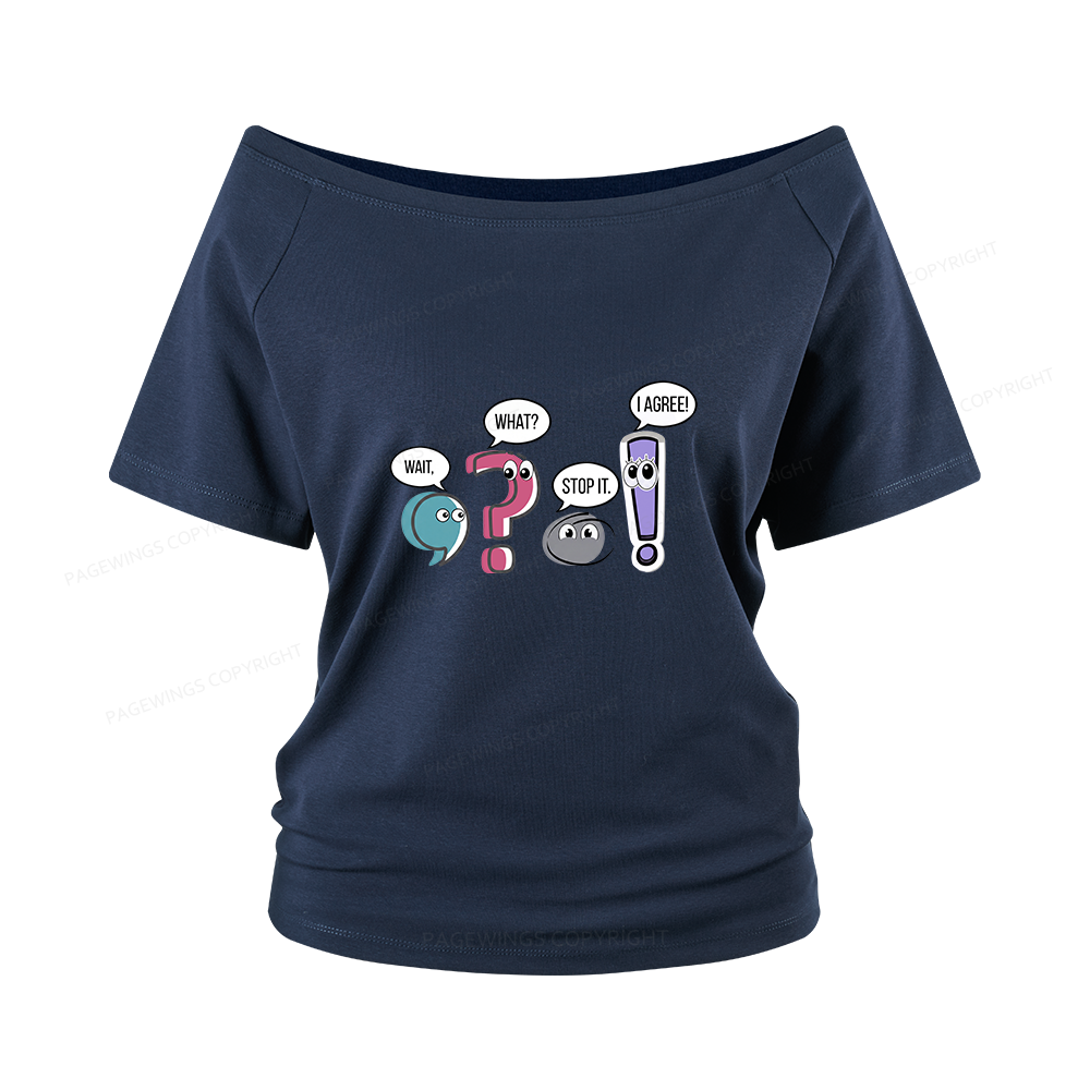 Pagewings Funny Grammar Women Off Shoulder T-shirts