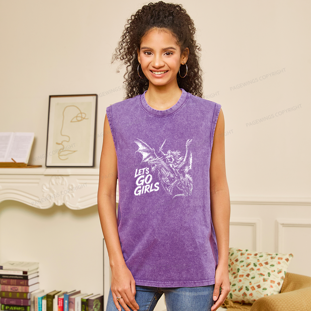 Pagewings Woman Dragon Rider Unisex Washed Tank Top