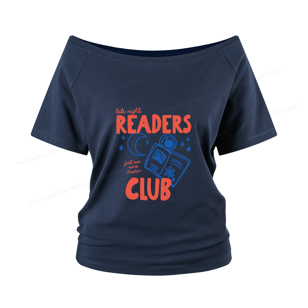 Pagewings Late Night Readers Club Women Off Shoulder T-shirts
