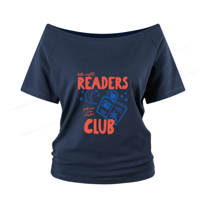 Pagewings Late Night Readers Club Women Off Shoulder T-shirts