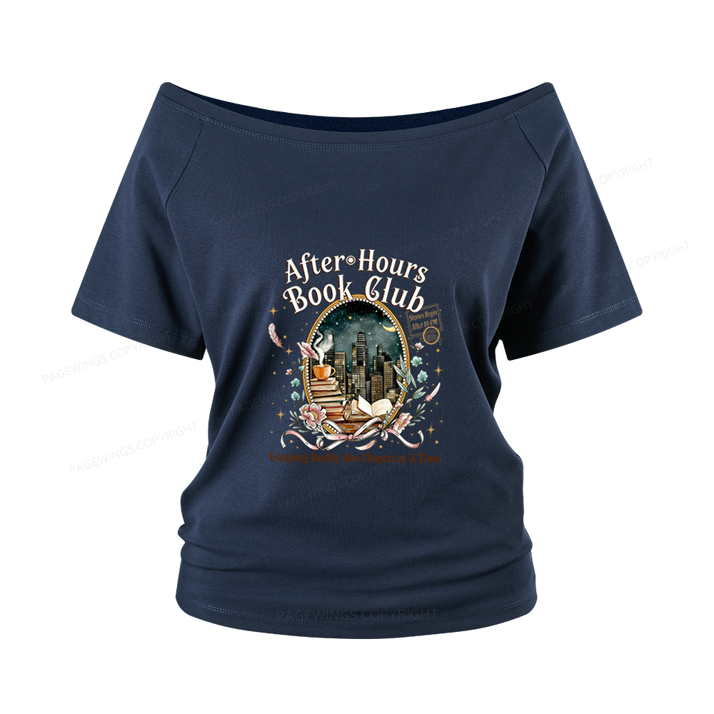 Pagewings After‑Hours Book Club Women Off Shoulder T-shirts