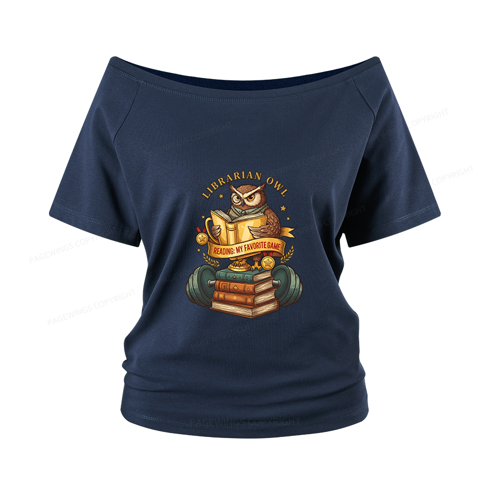 Pagewings Librarian Owl Women Off Shoulder T-shirts