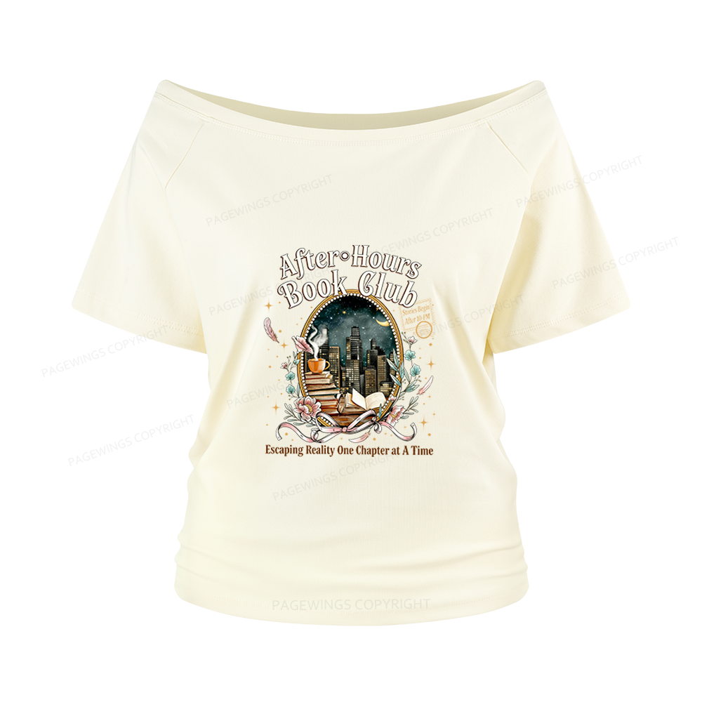 Pagewings After‑Hours Book Club Women Off Shoulder T-shirts