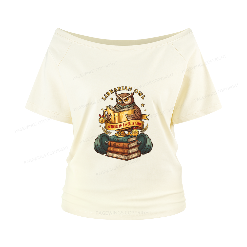 Pagewings Librarian Owl Women Off Shoulder T-shirts