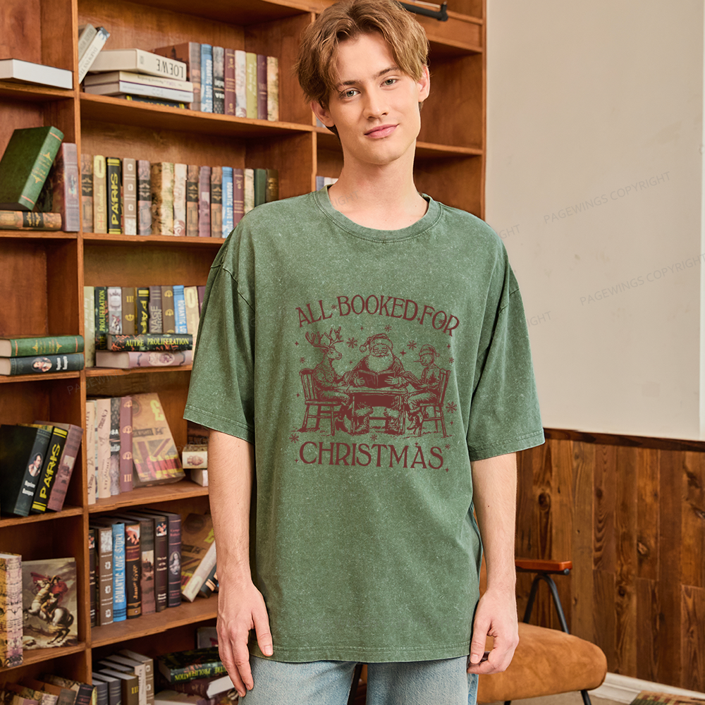 Pagewings Retro All Booked For Christmas Unisex Washed T-shirt
