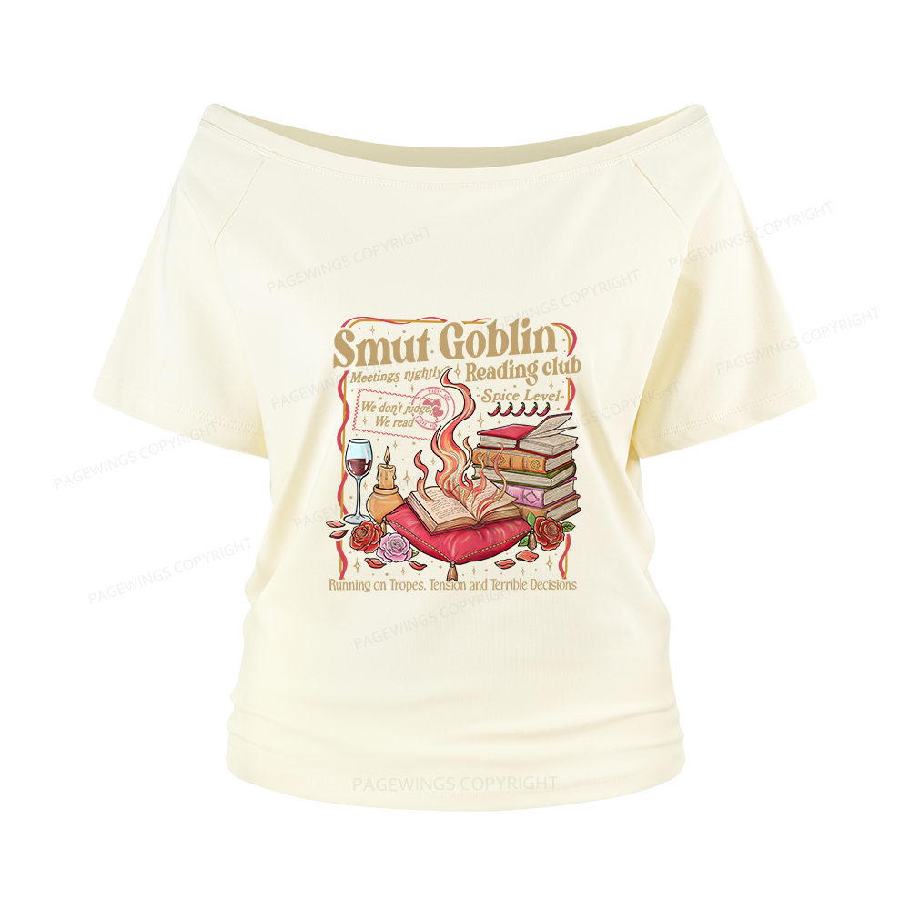 Pagewings Smut Goblin Dark Romance Women Off Shoulder T-shirts