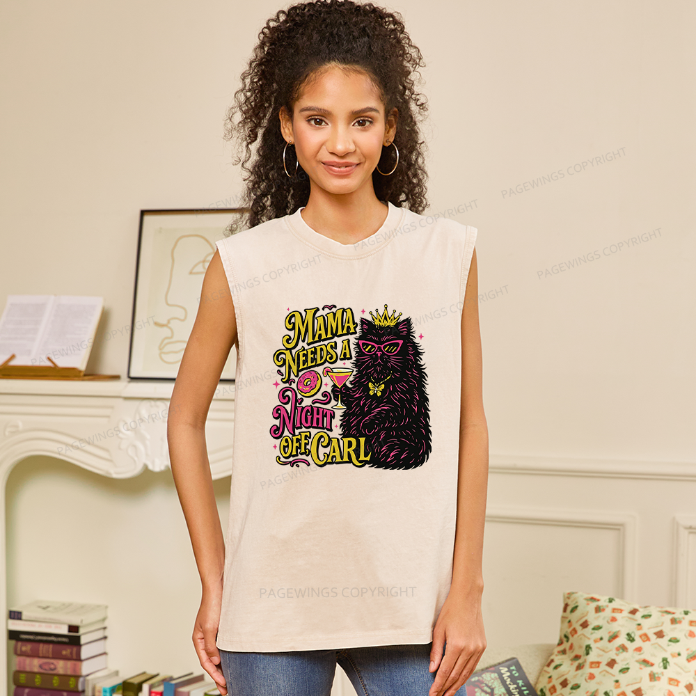 Pagewings Mama Needs A Night Off Unisex Washed Tank Top