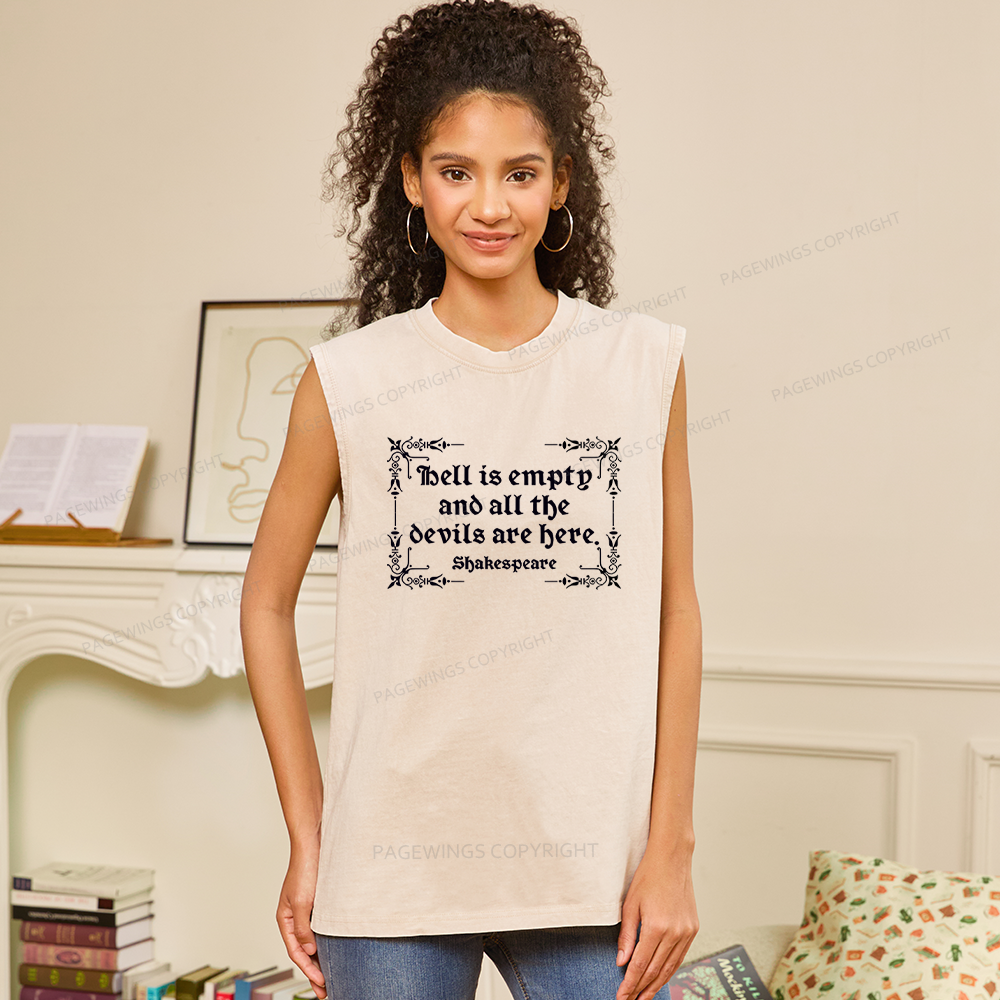 Pagewings Hell Is Empty Unisex Washed Tank Top