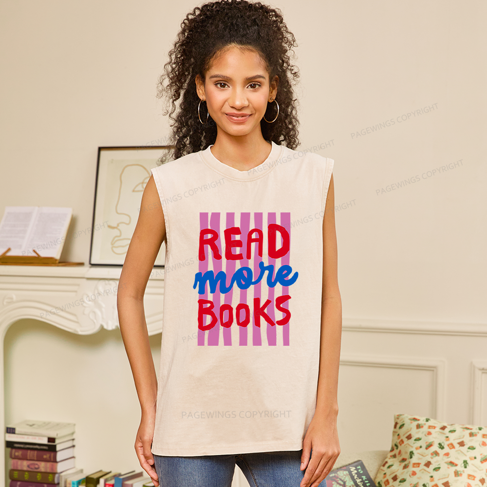 Pagewings Read More Books Unisex Washed Tank Top