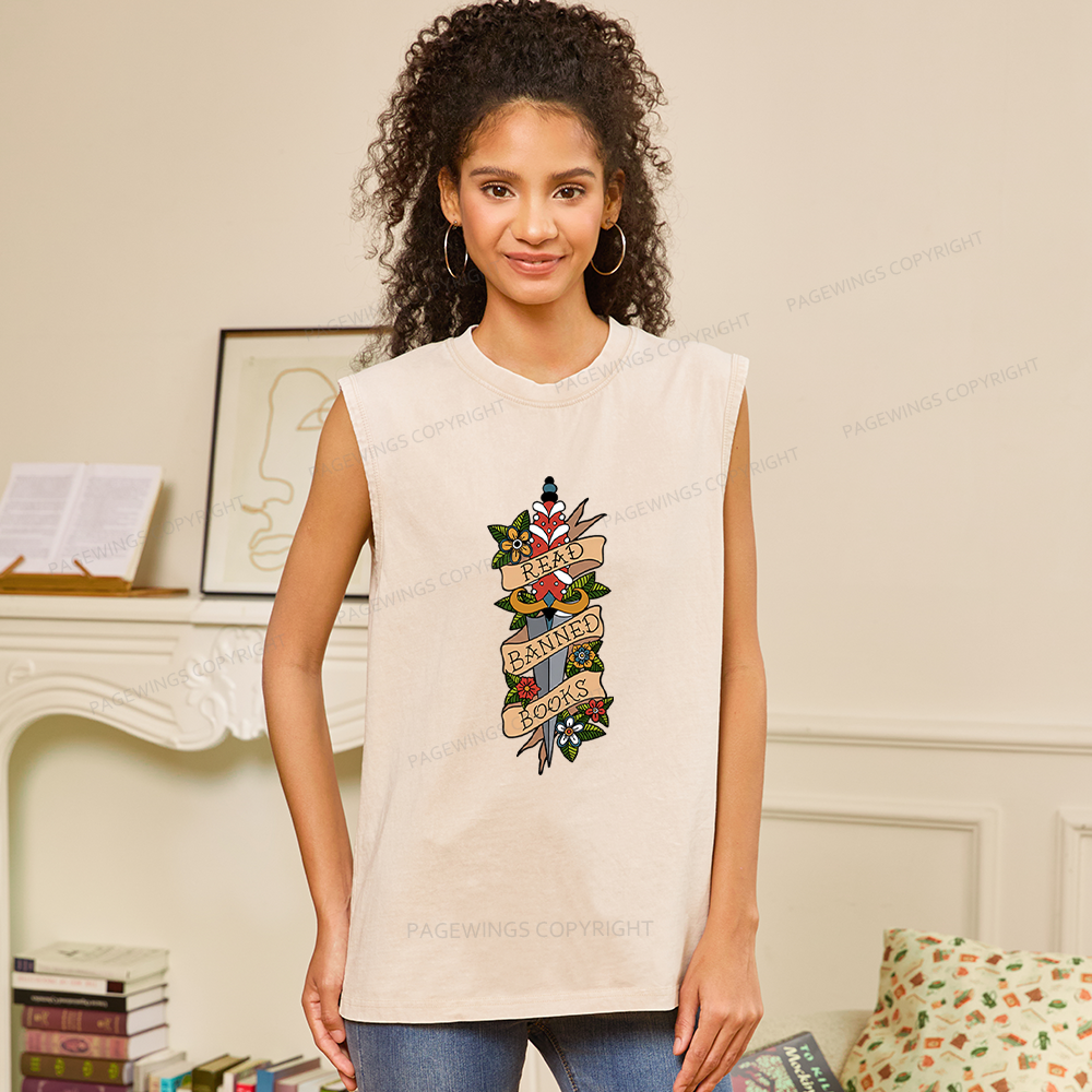 Pagewings Banned Books Unisex Washed Tank Top
