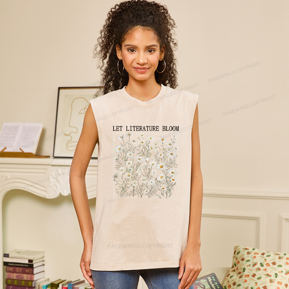 Pagewings Let Literature Bloom Unisex Washed Tank Top