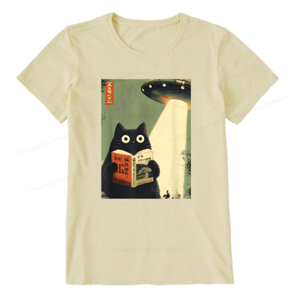 Pagewings Vintage Japanese Cat Book Lovers Unisex Classic T-shirt