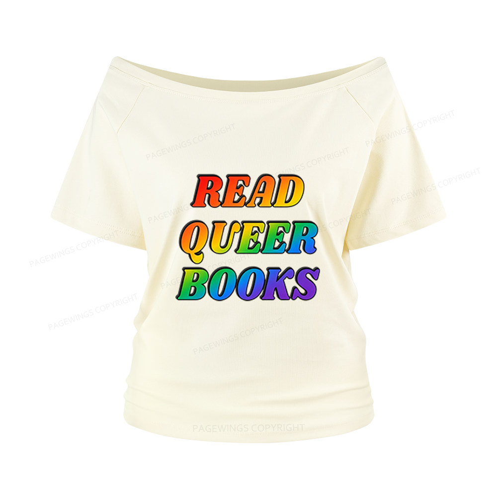 Pagewings Queer Books Women Off Shoulder T-shirts