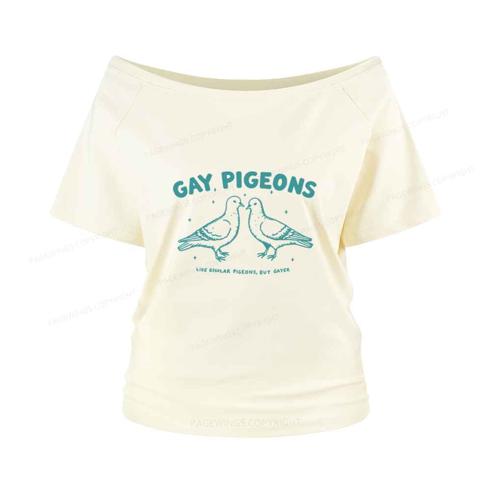 Pagewings Gay Pigeons Women Off Shoulder T-shirts