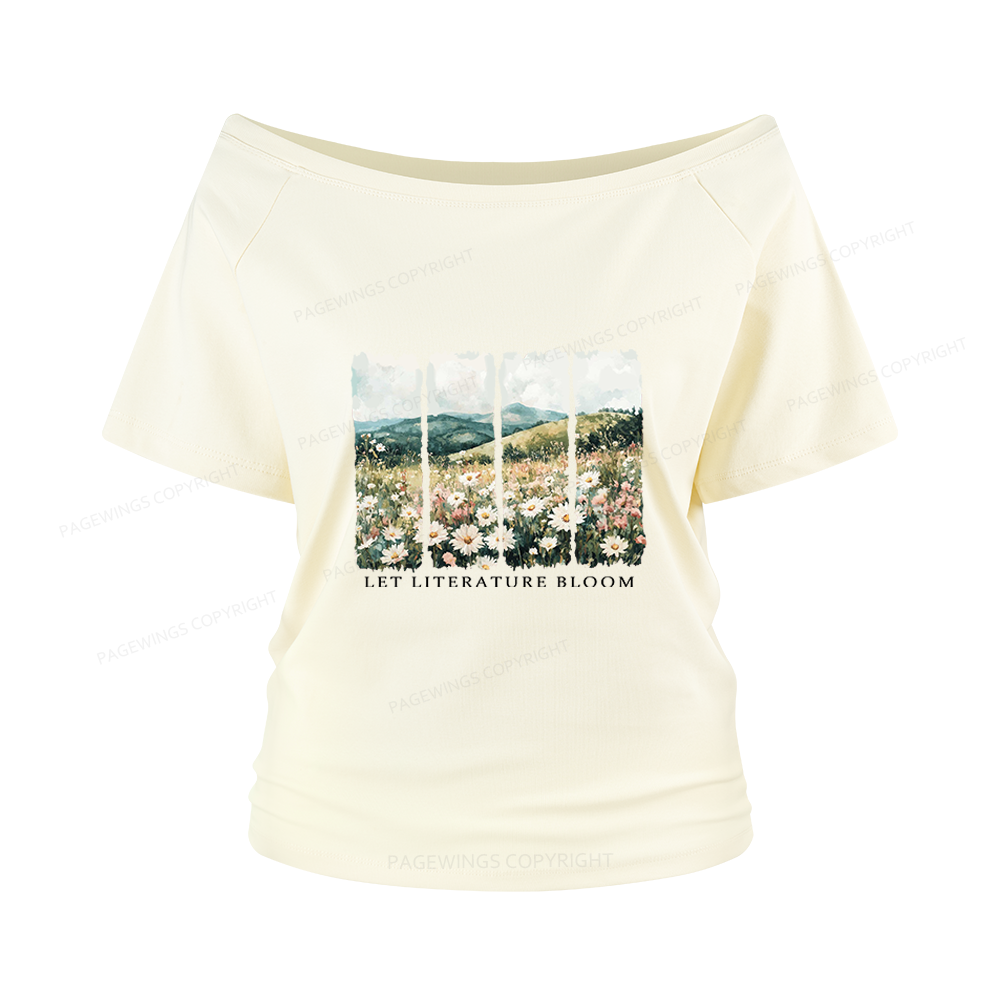 Pagewings Let Literature Bloom Women Off Shoulder T-shirts