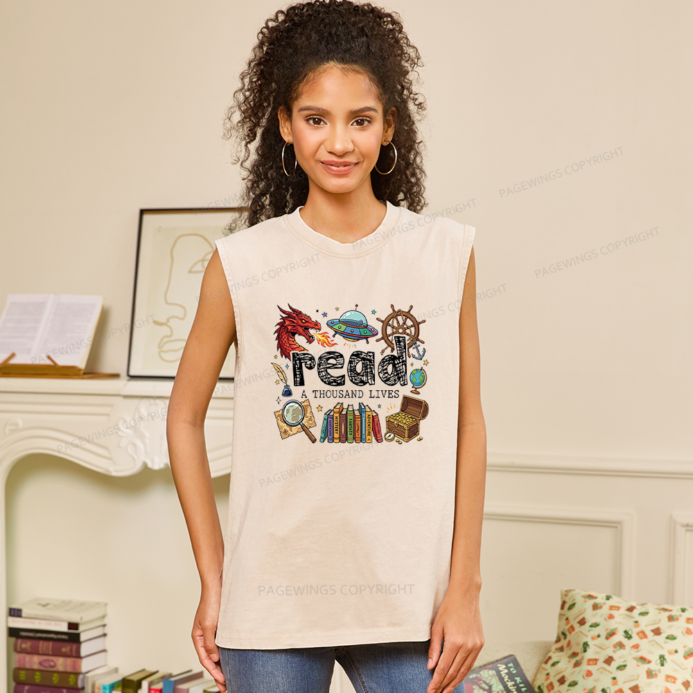 Pagewings Read A Thousand Lives Unisex Washed Tank Top