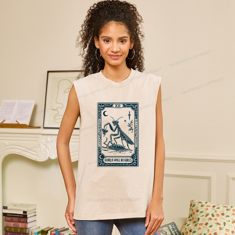 Pagewings Girls Will Be Girls Unisex Washed Tank Top
