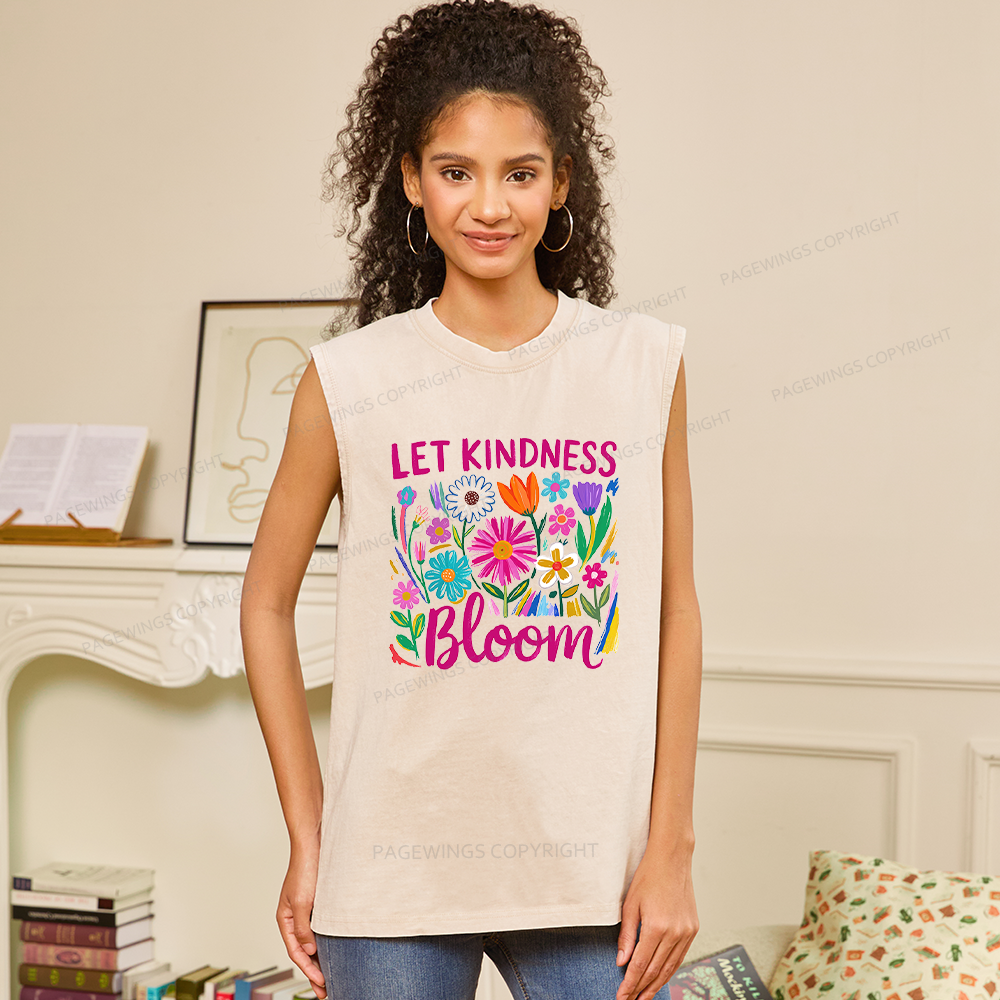 Pagewings Let Kindness Bloom Unisex Washed Tank Top