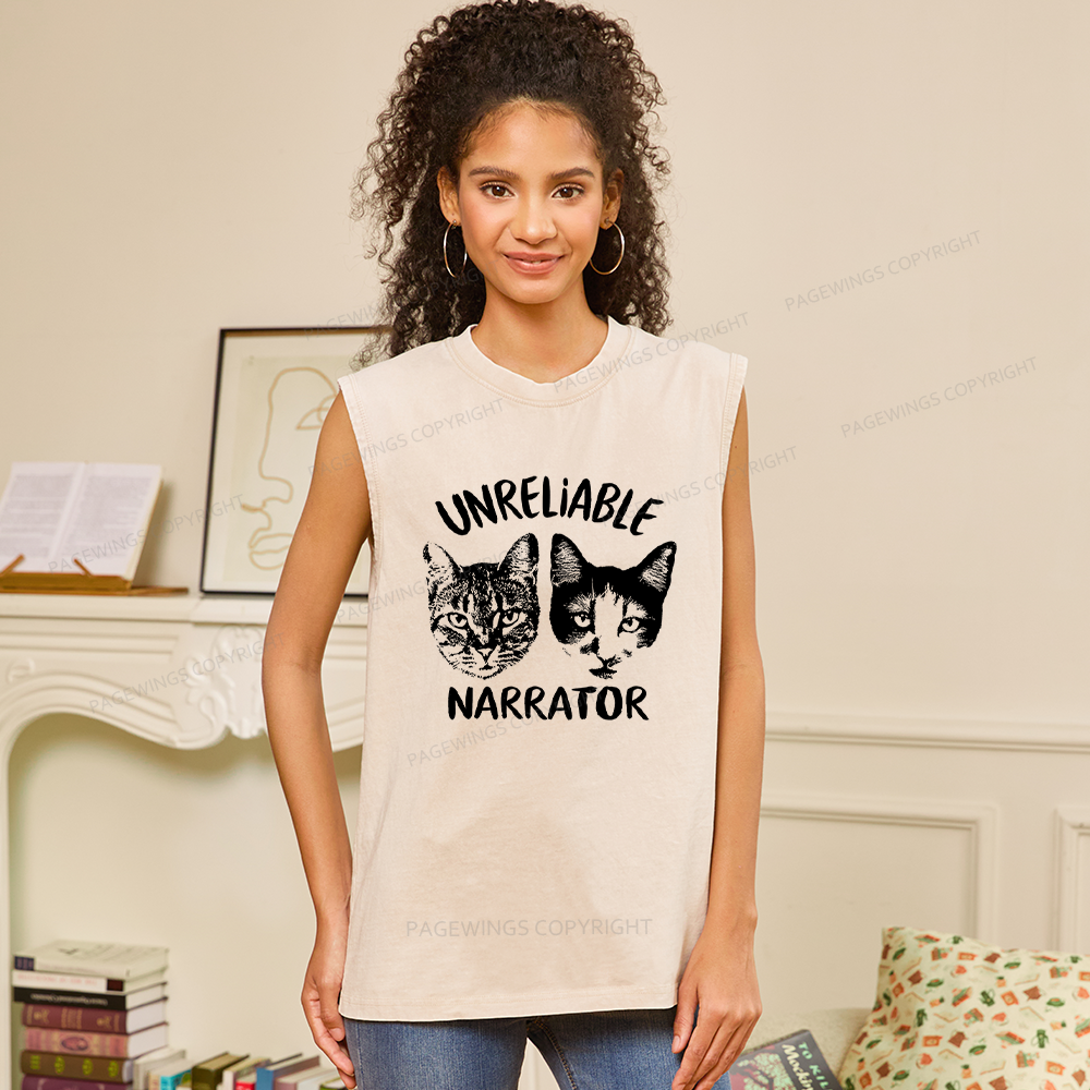 Pagewings Unreliable Narrator Unisex Washed Tank Top