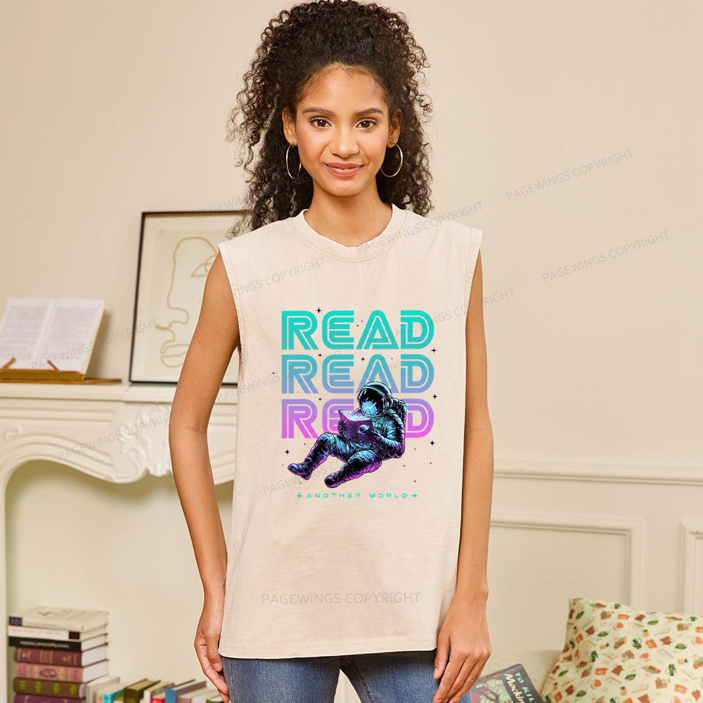 Pagewings Read Another World Unisex Washed Tank Top