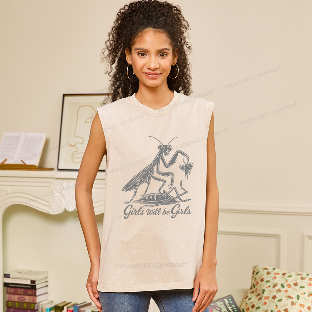 Pagewings Girls Will Be Girls Unisex Washed Tank Top