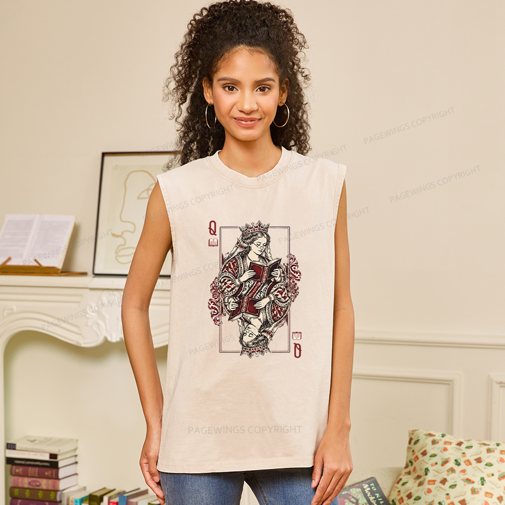 Pagewings Queen of Books Unisex Washed Tank Top