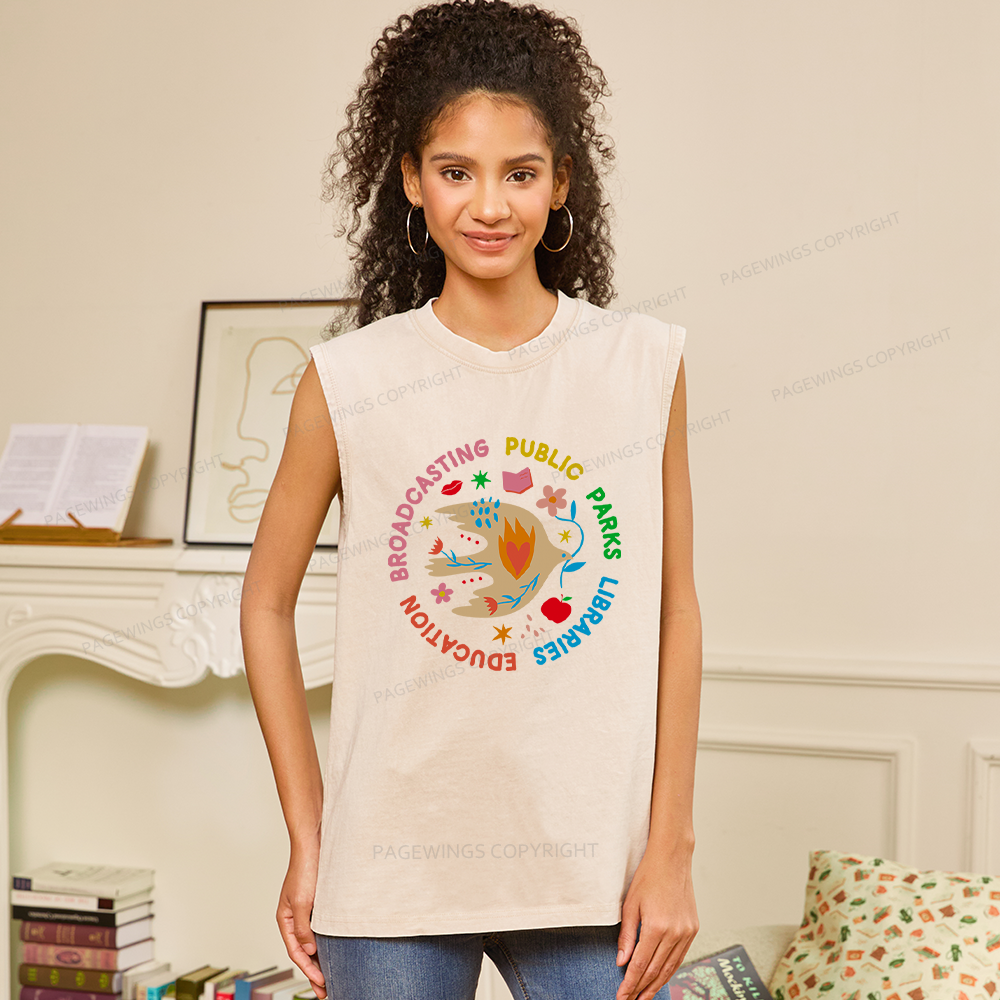 Pagewings Public Parks Libraries Unisex Washed Tank Top