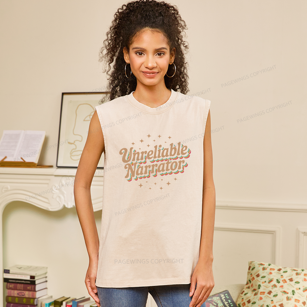 Pagewings Unreliable Narrator Unisex Washed Tank Top