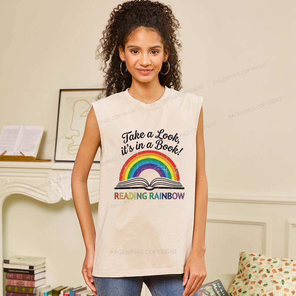 Pagewings Take A Look It's In A Book Unisex Washed Tank Top