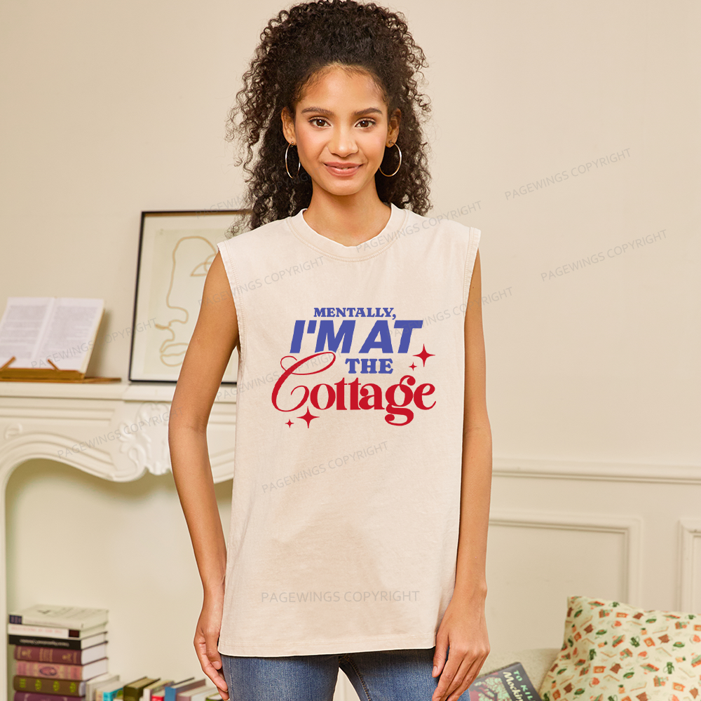 Pagewings  I'm at the Cottage Unisex Washed Tank Top