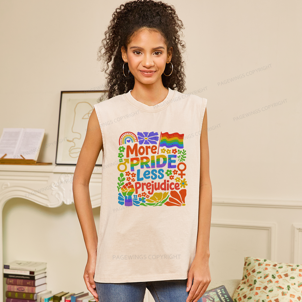 Pagewings More Pride Less Prejudice Unisex Washed Tank Top