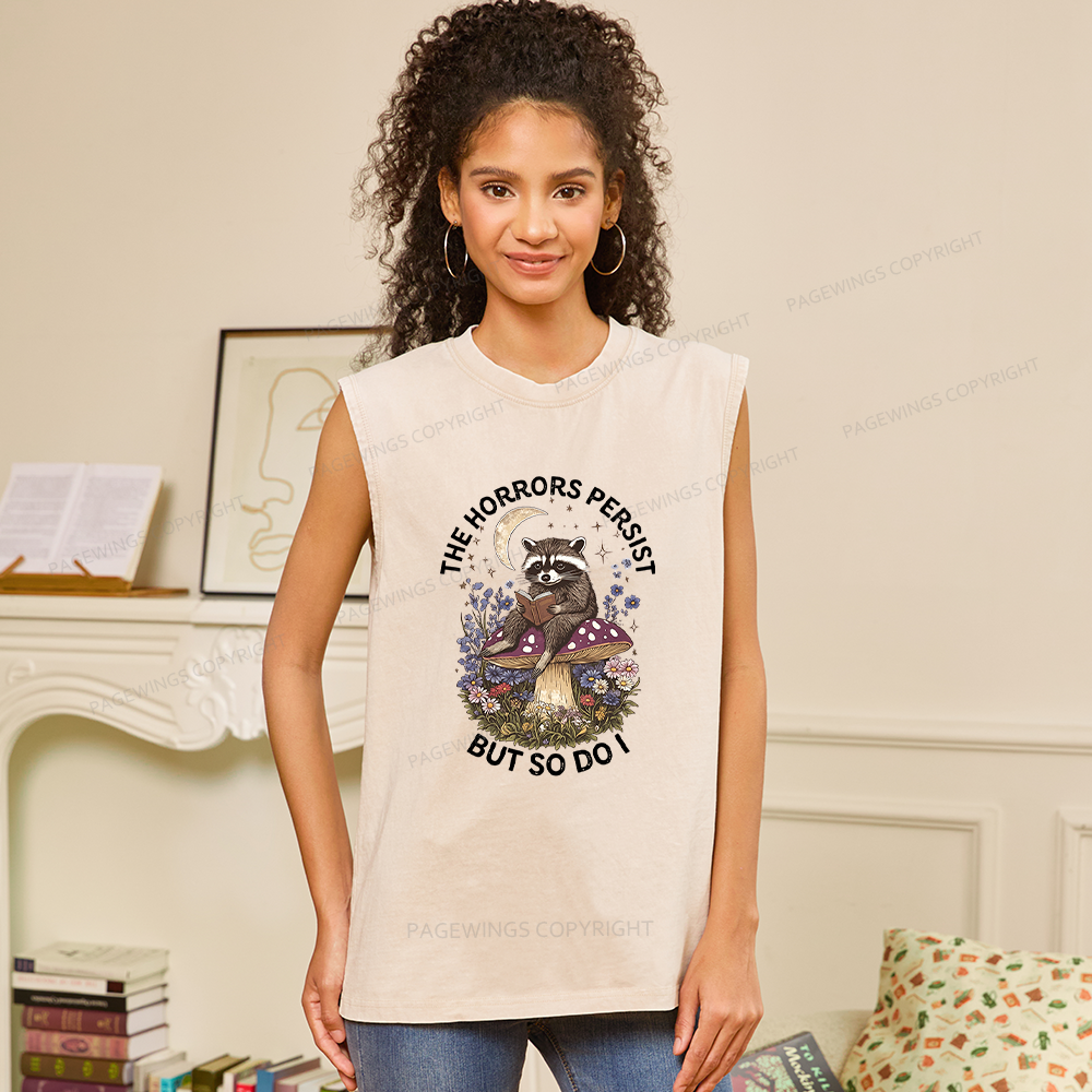 Pagewings The Horrors Persist But So Do I Unisex Washed Tank Top