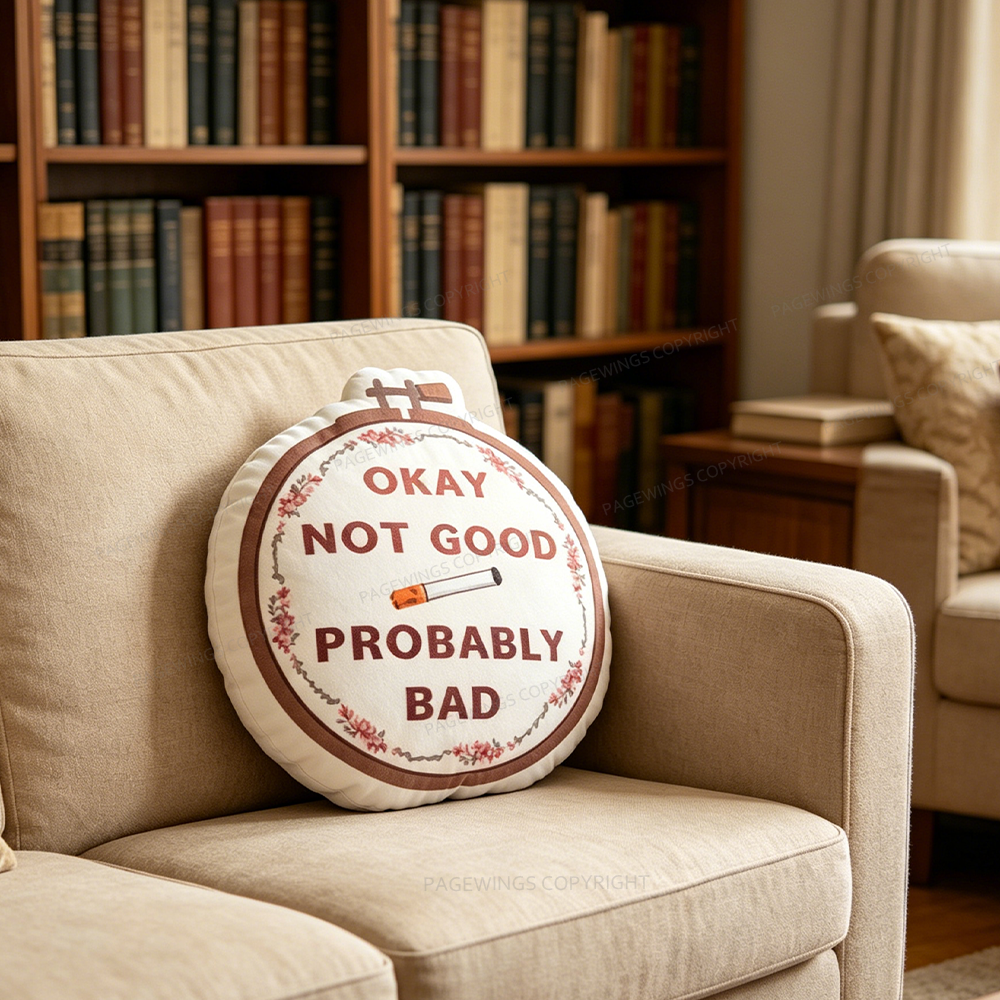 Pagewings Okay Not Good Probably Bad Shaped Throw Pillow