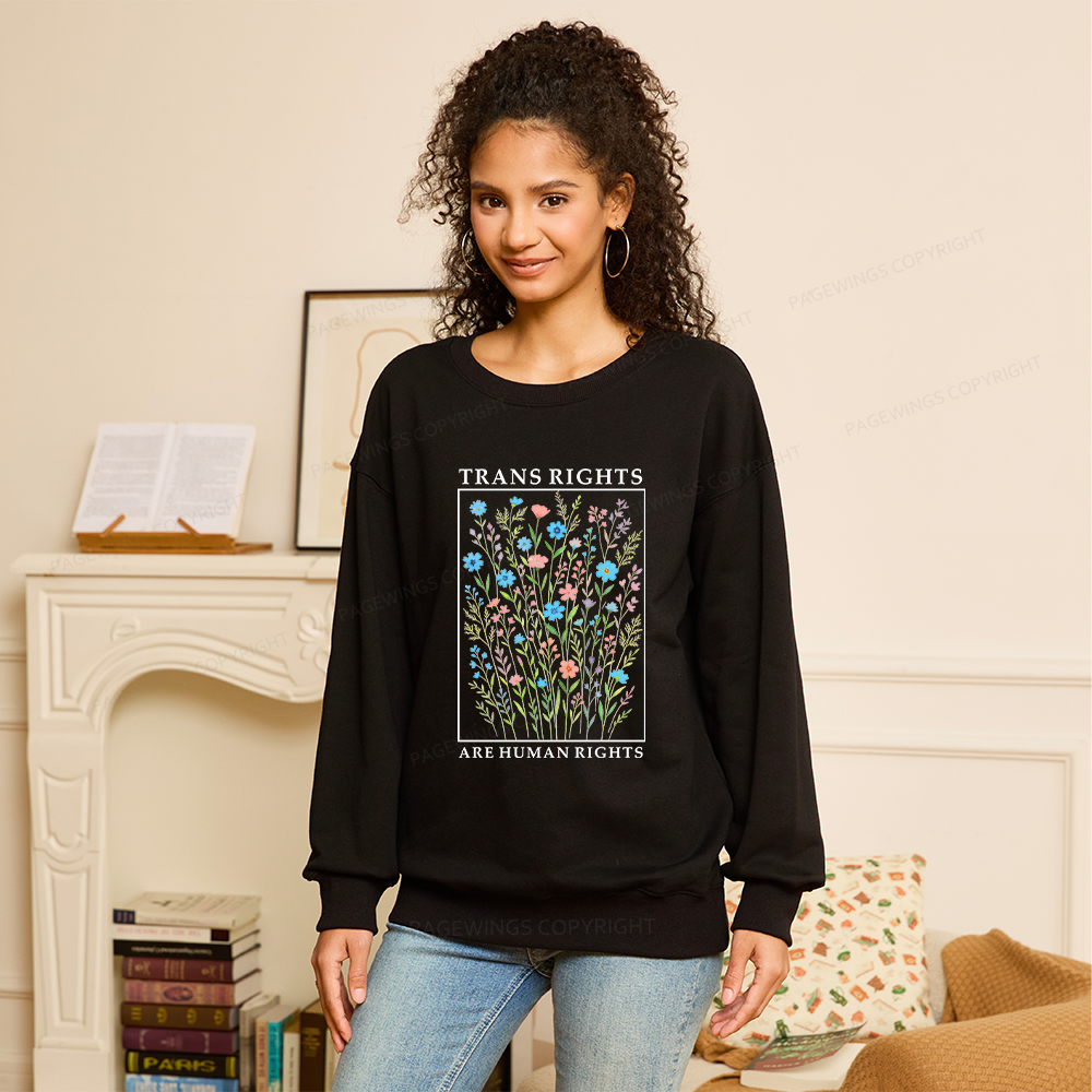 Pagewings Trans Rights Are Human Rights Dragon Book Unisex Classic Sweatshirt