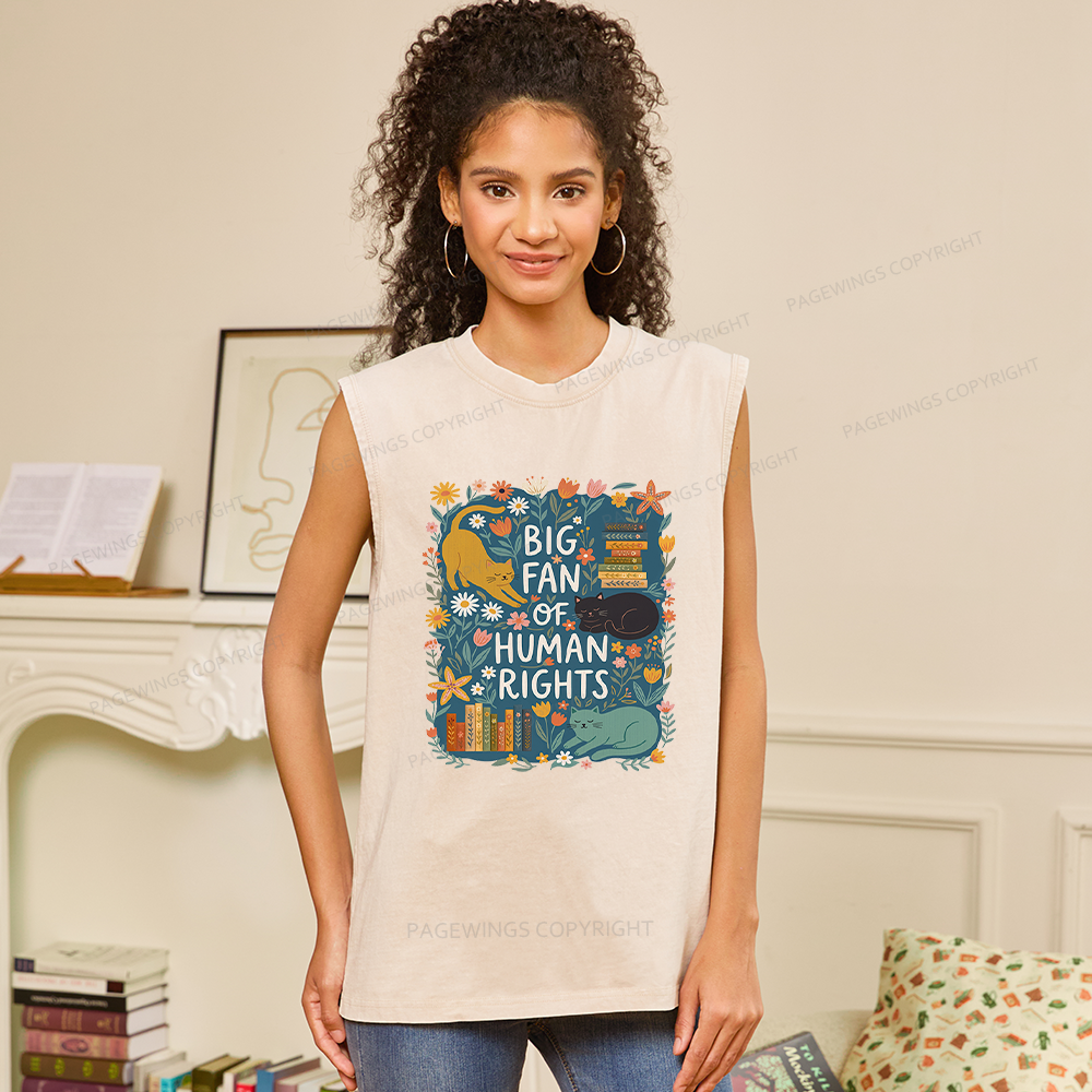 Pagewings Big Fan Of Human Rights Unisex Washed Tank Top