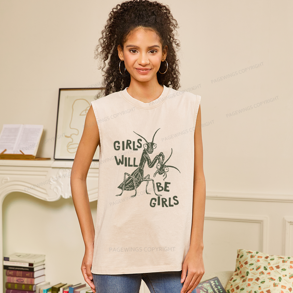 Pagewings Girls Will Be Girls Unisex Washed Tank Top