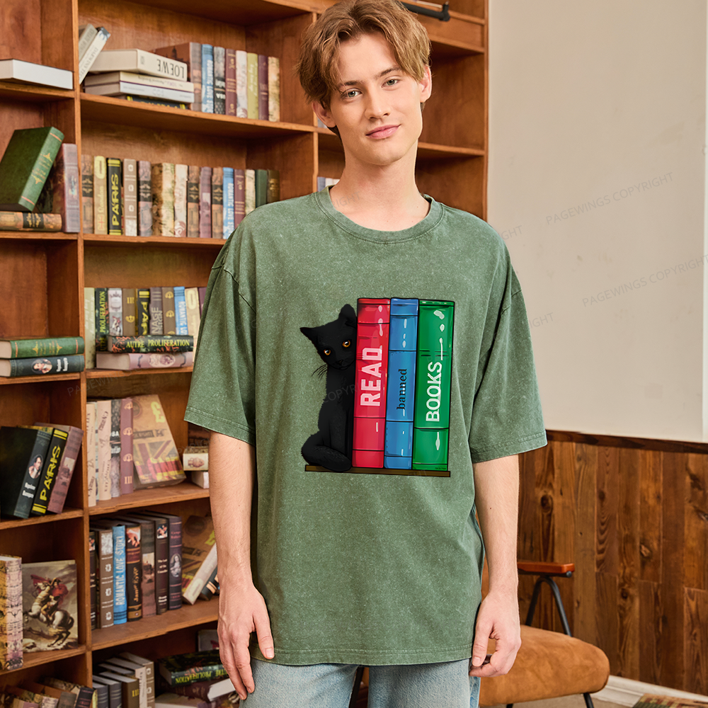 Pagewings Read Banned Books Unisex Washed T-shirt