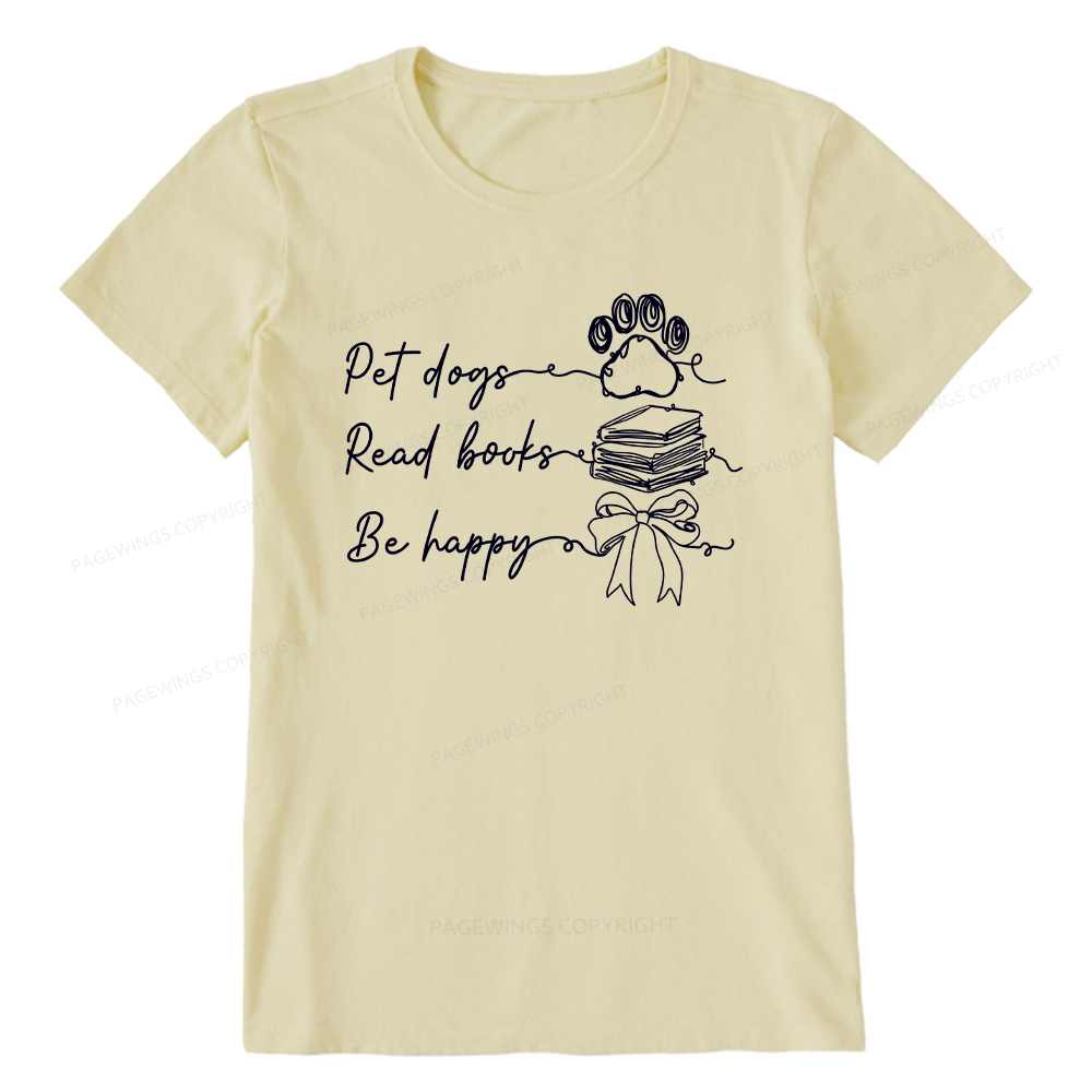 Pagewings Pet Dogs Read Books Be Happy Unisex Classic T-shirt