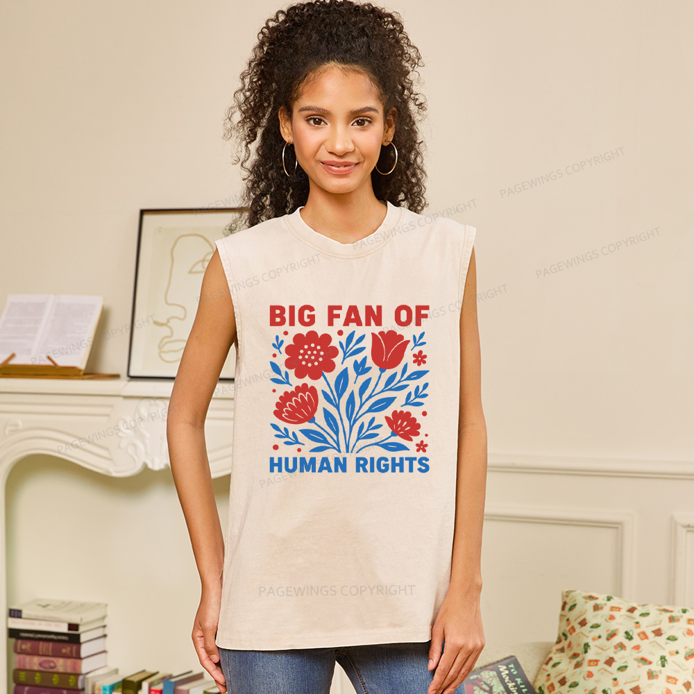 Pagewings Big Fan Of Human Rights Unisex Washed Tank Top