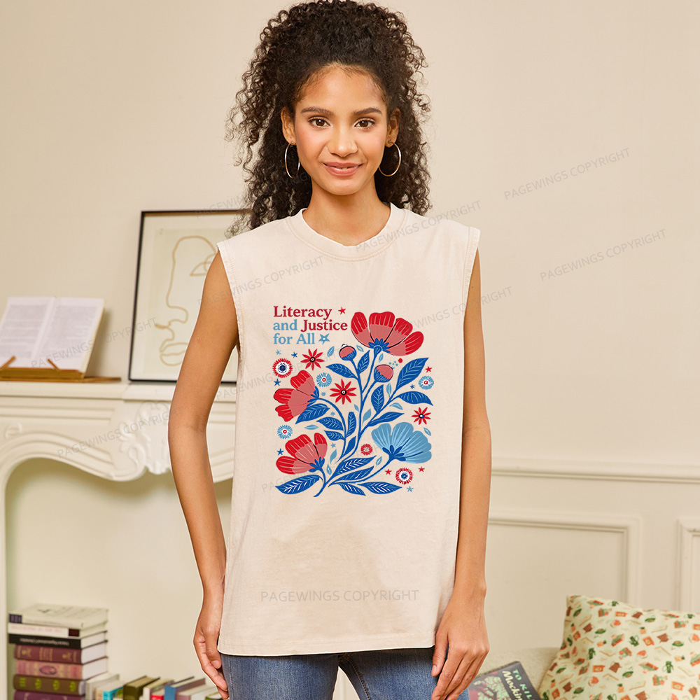 Pagewings Literacy and Justice for All Unisex Washed Tank Top