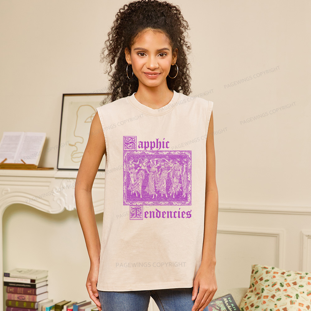 Pagewings Sapphic Tendencies Unisex Washed Tank Top