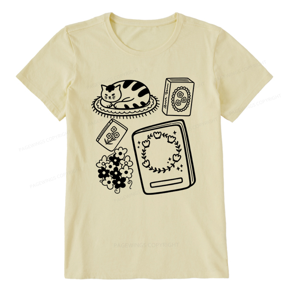 Pagewings Cat And Books Unisex Classic T-shirt