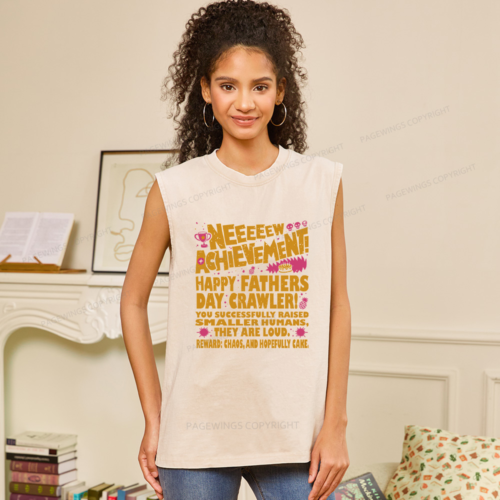 Pagewings Dad Achievement Unisex Washed Tank Top