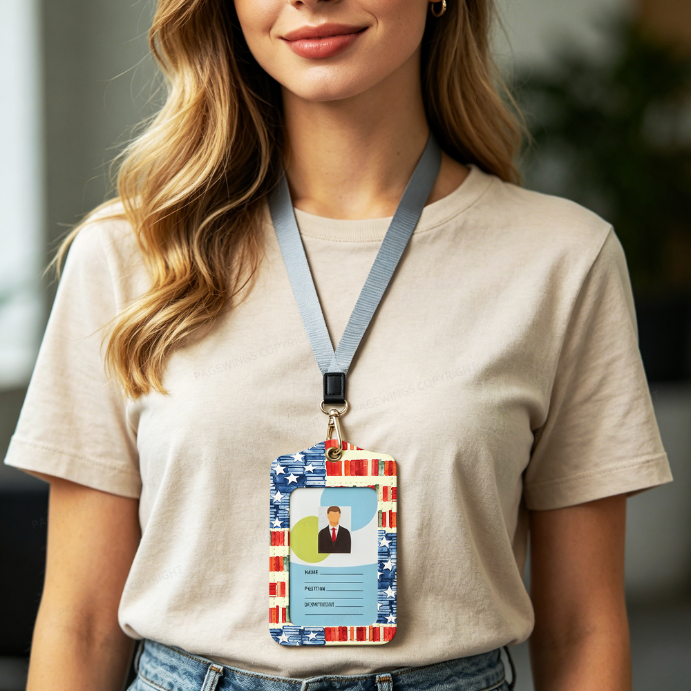 Pagewings Patriotic Nerd Leather Badge Holder  