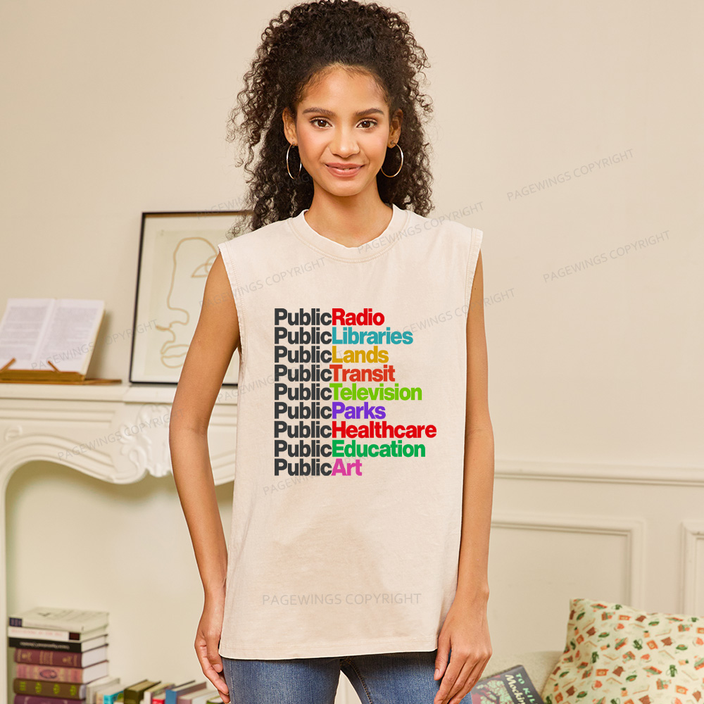 Pagewings Public Libraries Unisex Washed Tank Top
